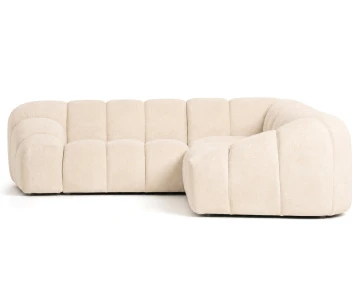 Canapé AVA d'angle L 5 places en velours texturé | Best Mobilier