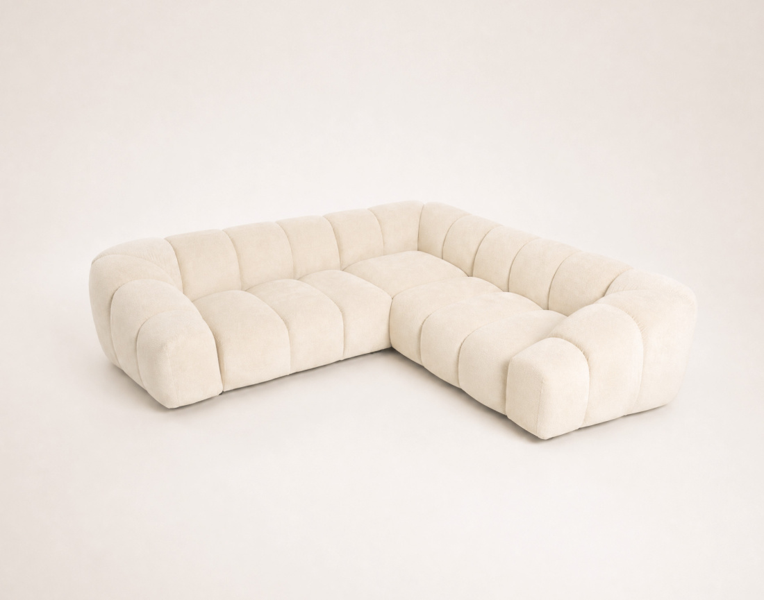 Canapé AVA d'angle L 5 places en velours texturé | Best Mobilier