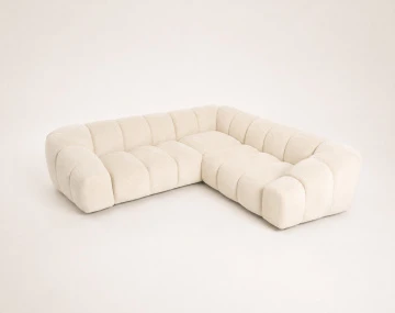 Canapé AVA d'angle L 5 places en velours texturé | Best Mobilier