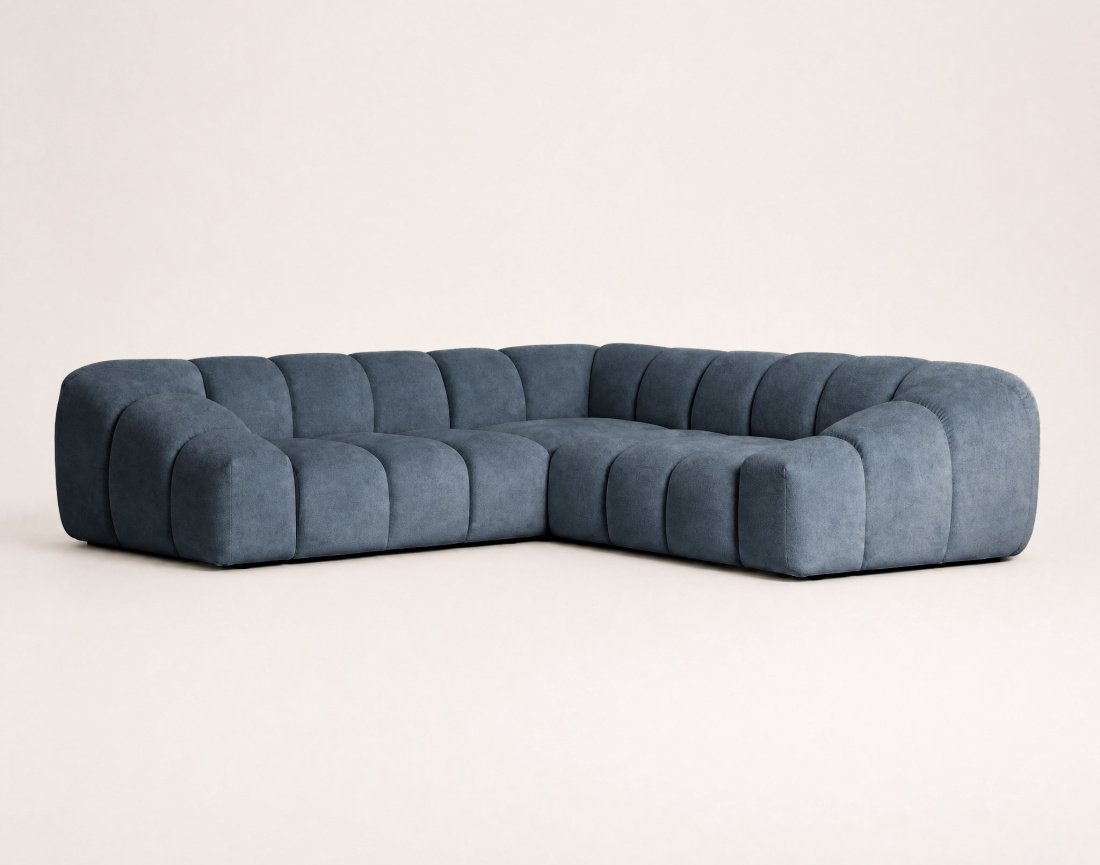 Canapé AVA d'angle L 5 places en velours texturé | Best Mobilier