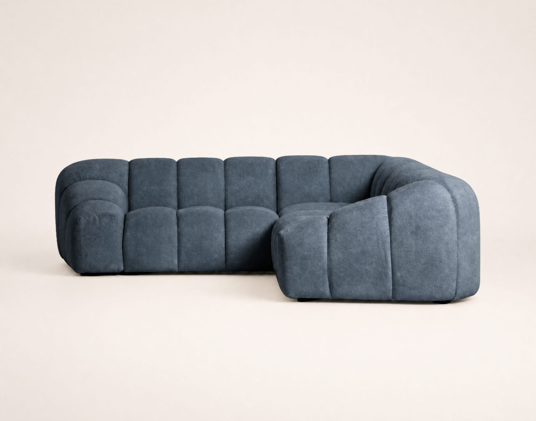 Canapé AVA d'angle L 5 places en velours texturé | Best Mobilier