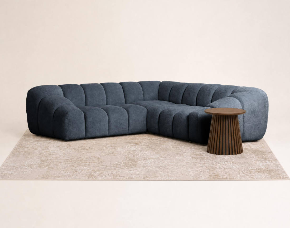 Canapé AVA d'angle L 5 places en velours texturé | Best Mobilier