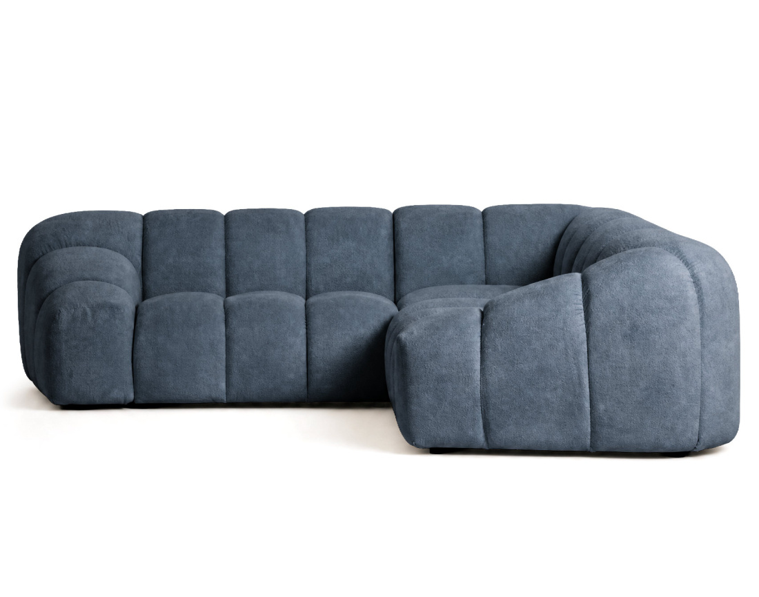 Canapé AVA d'angle L 5 places en velours texturé | Best Mobilier