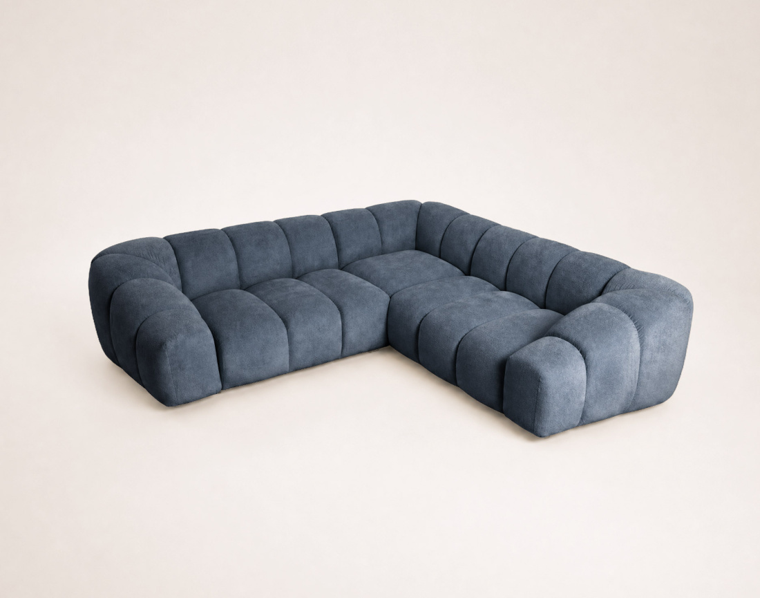 Canapé AVA d'angle L 5 places en velours texturé | Best Mobilier
