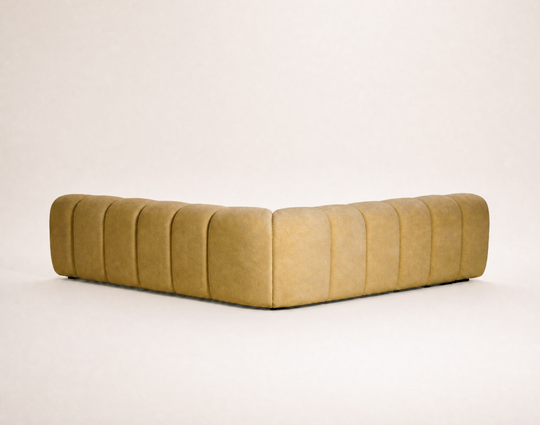 Canapé AVA d'angle L 5 places en velours texturé | Best Mobilier