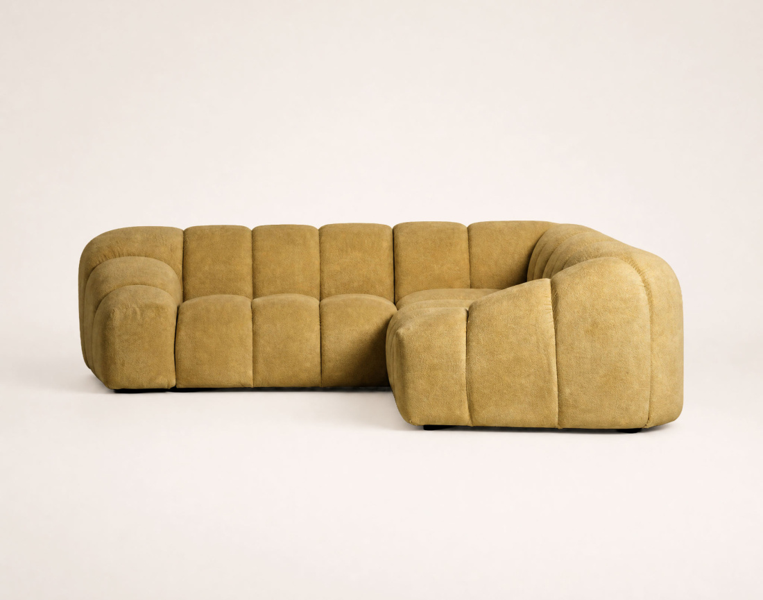Canapé AVA d'angle L 5 places en velours texturé | Best Mobilier
