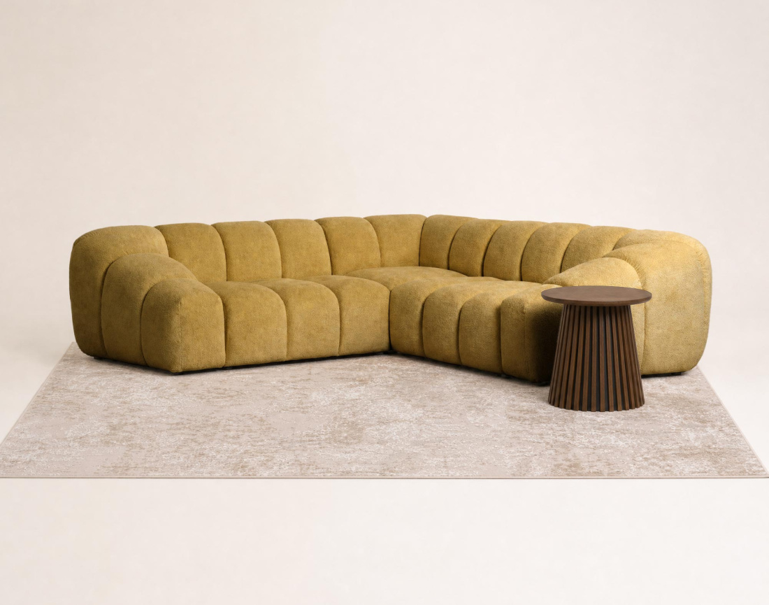Canapé AVA d'angle L 5 places en velours texturé | Best Mobilier