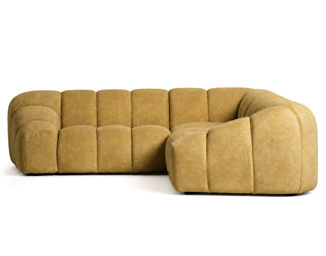 Canapé AVA d'angle L 5 places en velours texturé | Best Mobilier