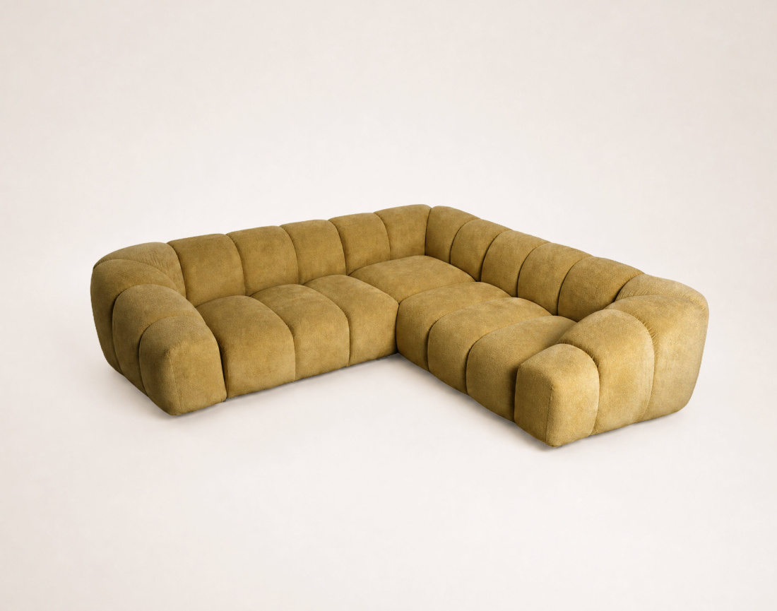 Canapé AVA d'angle L 5 places en velours texturé | Best Mobilier