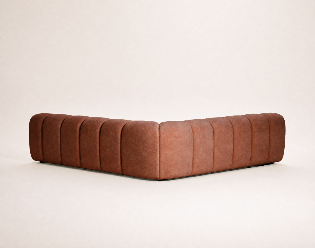 Canapé AVA d'angle L 5 places en velours texturé | Best Mobilier