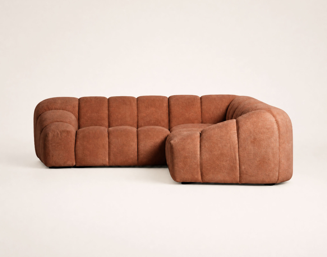 Canapé AVA d'angle L 5 places en velours texturé | Best Mobilier