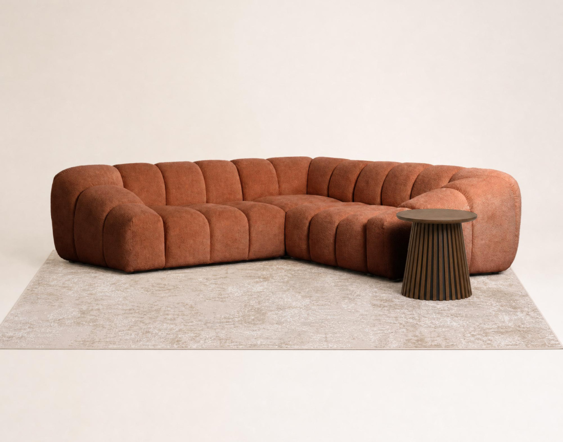 Canapé AVA d'angle L 5 places en velours texturé | Best Mobilier
