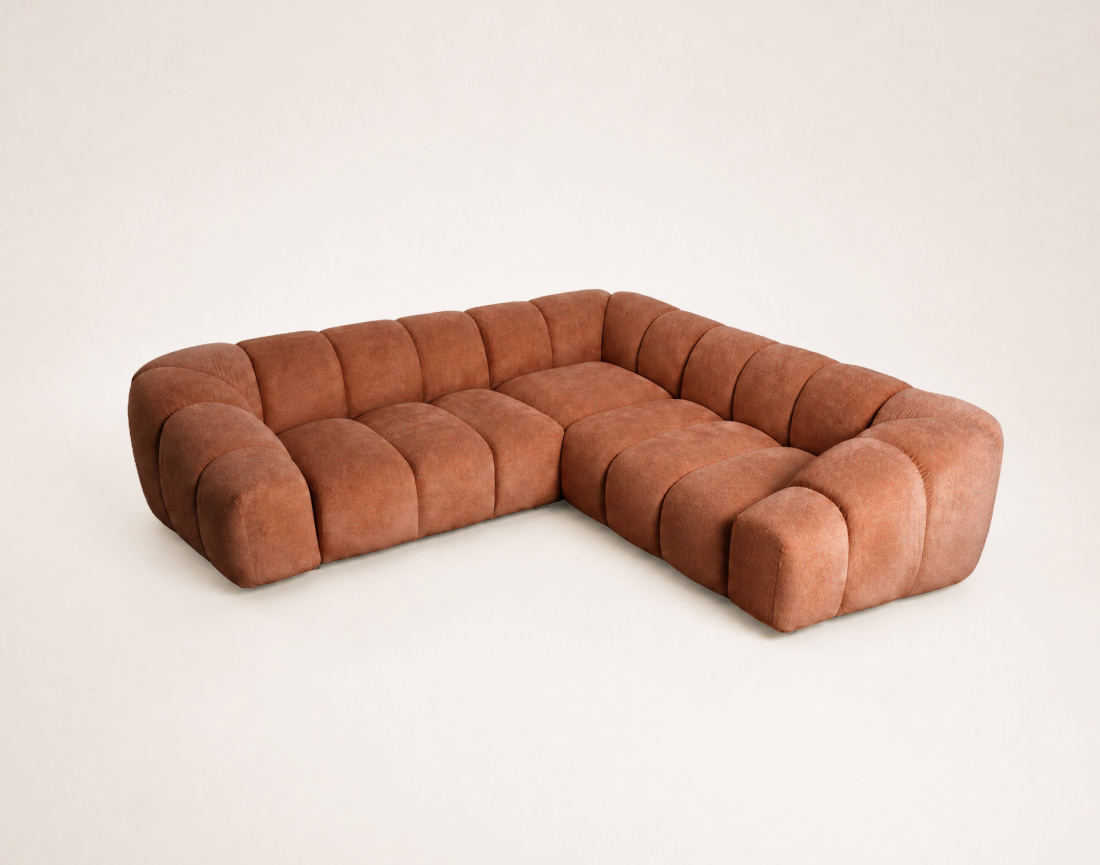 Canapé AVA d'angle L 5 places en velours texturé | Best Mobilier