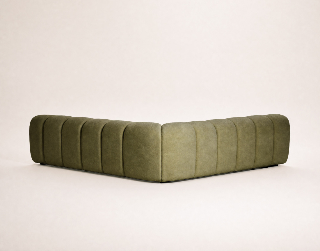 Canapé AVA d'angle L 5 places en velours texturé | Best Mobilier