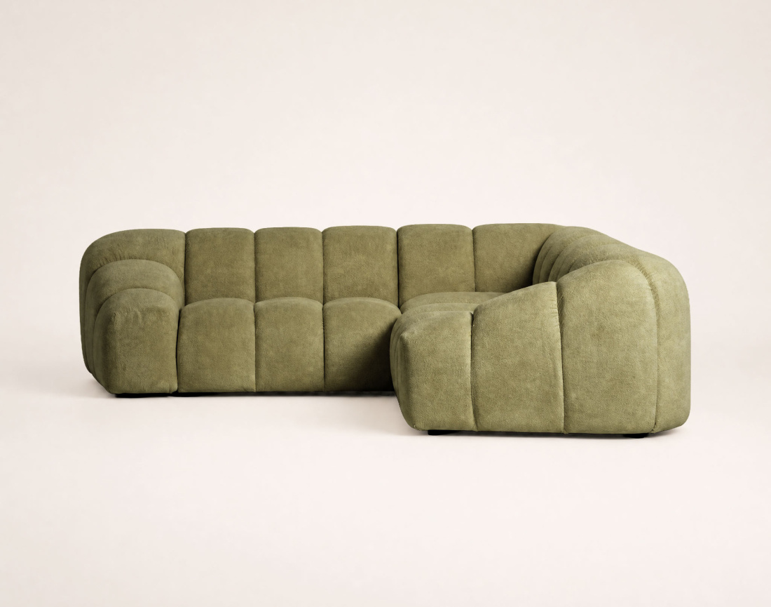 Canapé AVA d'angle L 5 places en velours texturé | Best Mobilier