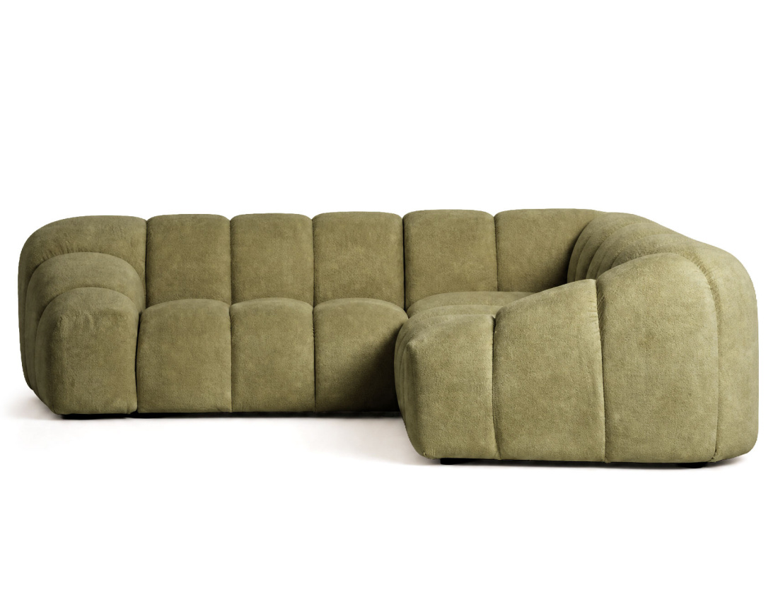 Canapé AVA d'angle L 5 places en velours texturé | Best Mobilier