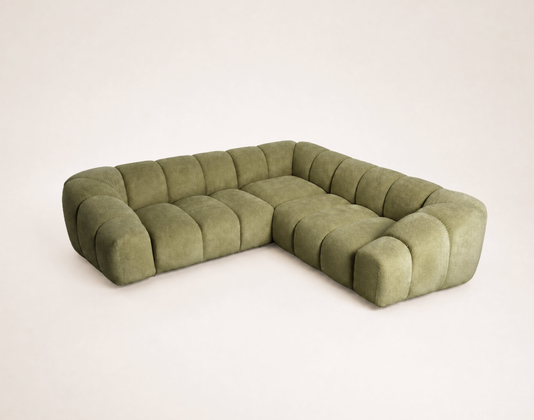 Canapé AVA d'angle L 5 places en velours texturé | Best Mobilier