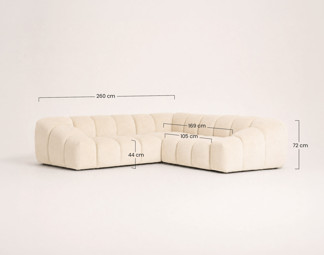Canapé AVA d'angle L 5 places en velours texturé | Best Mobilier