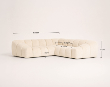 Canapé AVA d'angle L 5 places en velours texturé | Best Mobilier