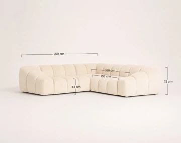 Canapé AVA d'angle L 5 places en velours texturé | Best Mobilier