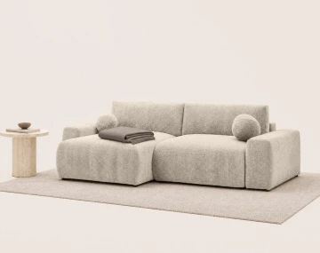 Canapé COSNTANCE d'angle réversible 4 places convertible avec coffre en velours relief | Best Mobilier