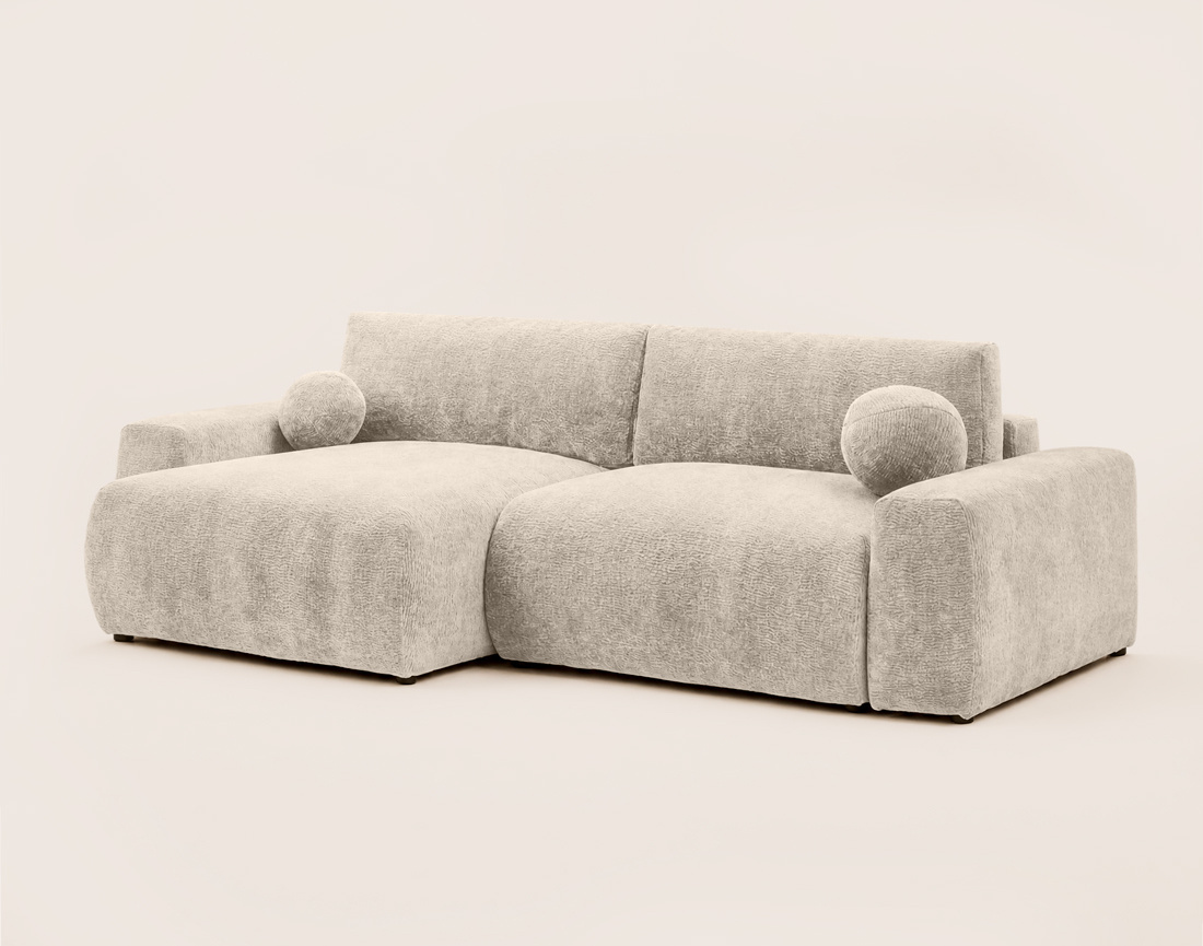 Canapé COSNTANCE d'angle réversible 4 places convertible avec coffre en velours relief | Best Mobilier