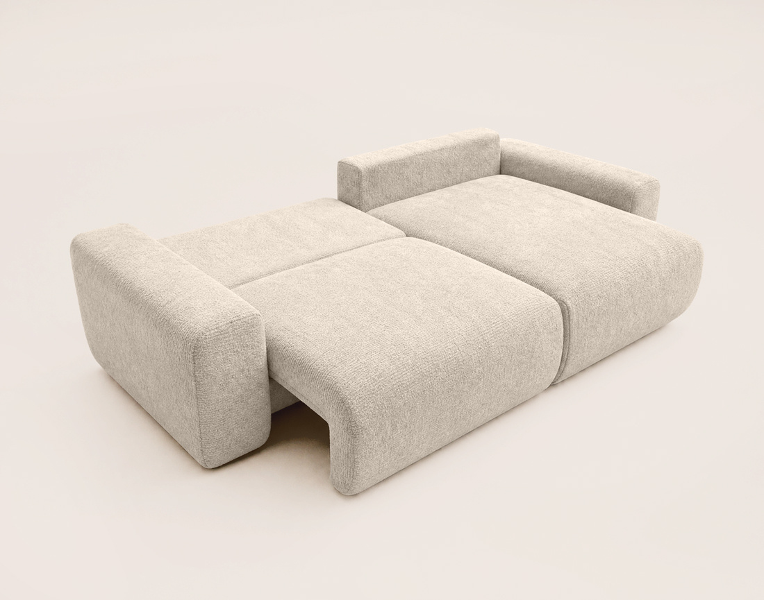 Canapé COSNTANCE d'angle réversible 4 places convertible avec coffre en velours relief | Best Mobilier