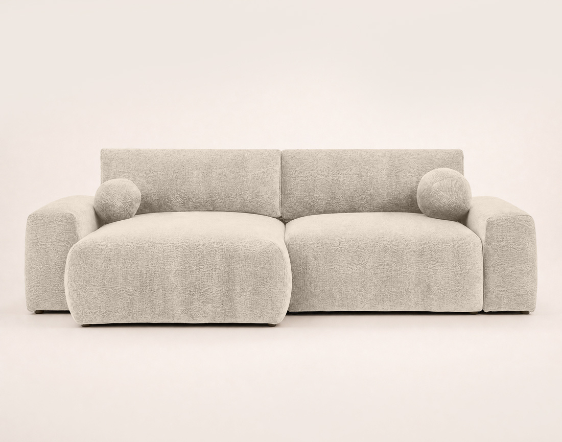 Canapé COSNTANCE d'angle réversible 4 places convertible avec coffre en velours relief | Best Mobilier