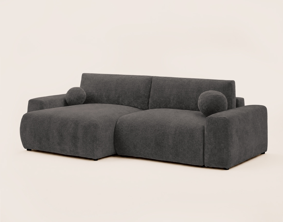 Canapé COSNTANCE d'angle réversible 4 places convertible avec coffre en velours relief | Best Mobilier