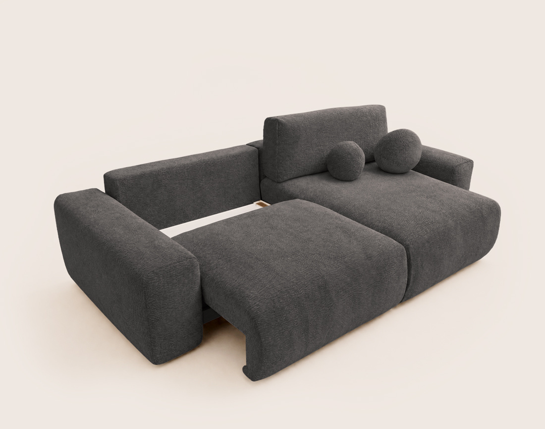 Canapé COSNTANCE d'angle réversible 4 places convertible avec coffre en velours relief | Best Mobilier