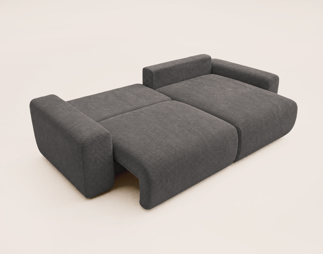 Canapé COSNTANCE d'angle réversible 4 places convertible avec coffre en velours relief | Best Mobilier