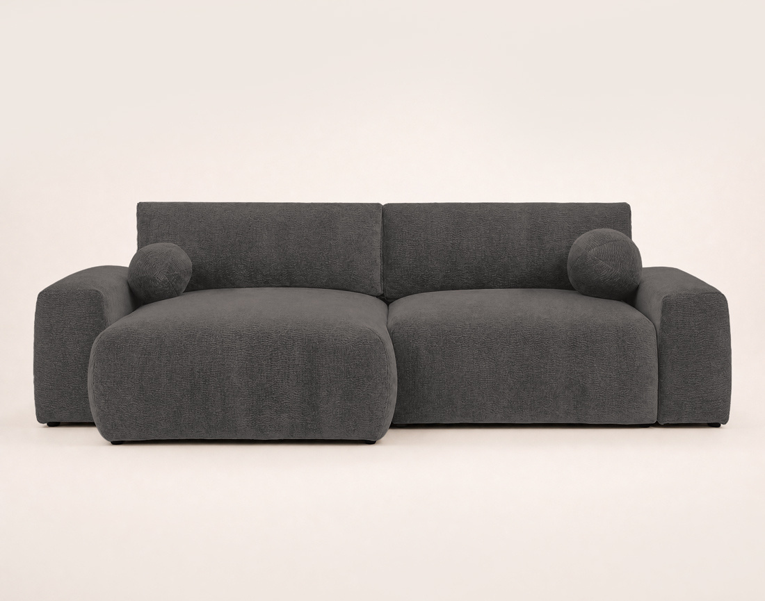 Canapé COSNTANCE d'angle réversible 4 places convertible avec coffre en velours relief | Best Mobilier