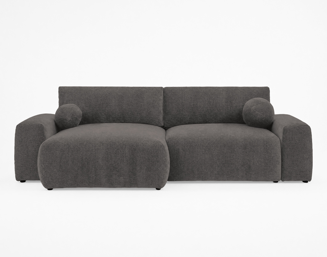 Canapé COSNTANCE d'angle réversible 4 places convertible avec coffre en velours relief | Best Mobilier