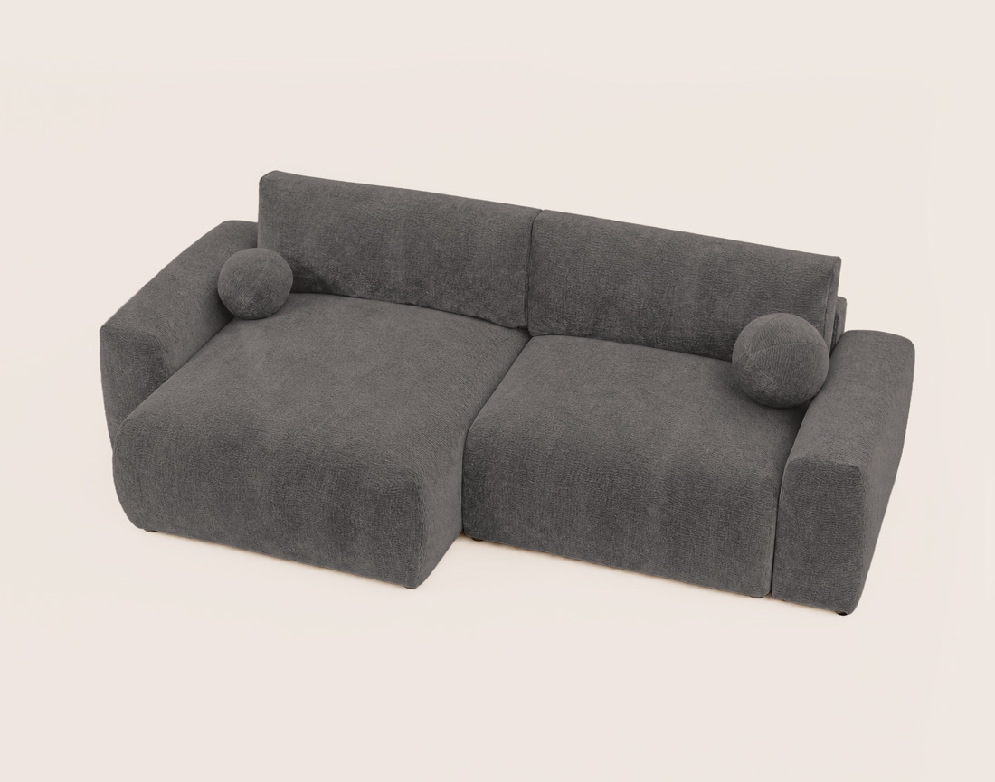 Canapé COSNTANCE d'angle réversible 4 places convertible avec coffre en velours relief | Best Mobilier