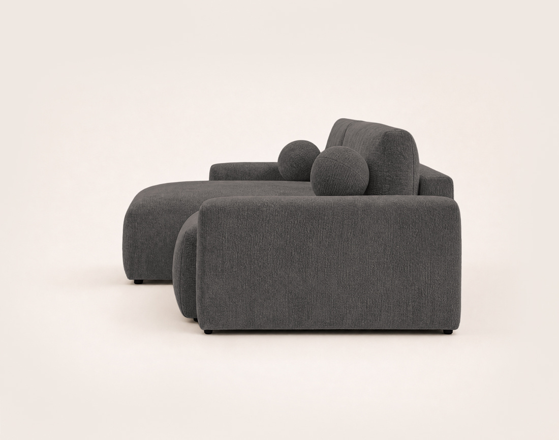 Canapé COSNTANCE d'angle réversible 4 places convertible avec coffre en velours relief | Best Mobilier