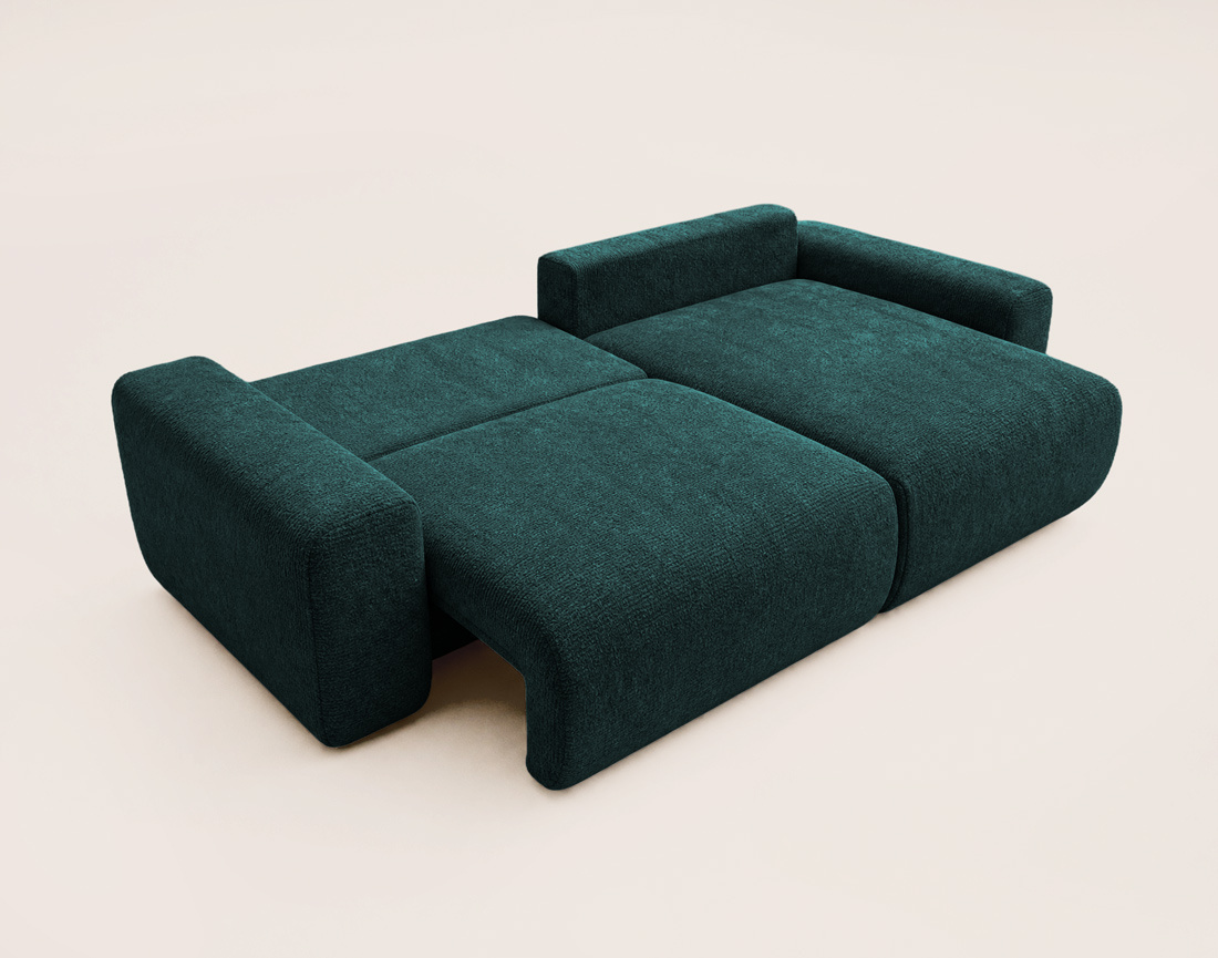 Canapé COSNTANCE d'angle réversible 4 places convertible avec coffre en velours relief | Best Mobilier