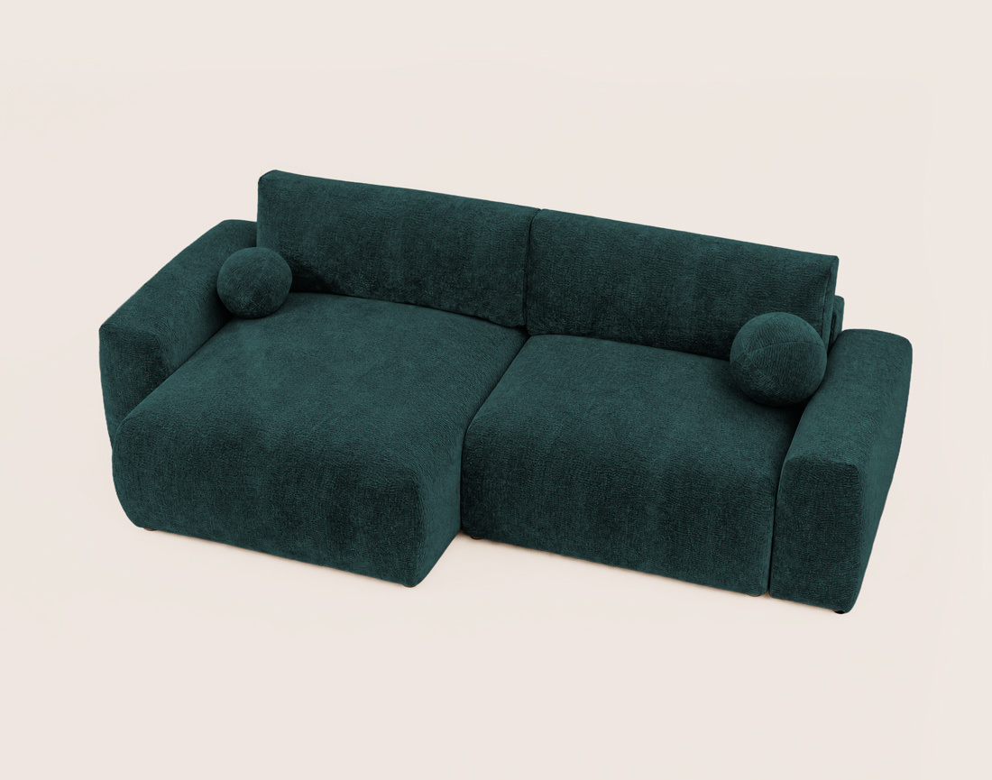 Canapé COSNTANCE d'angle réversible 4 places convertible avec coffre en velours relief | Best Mobilier
