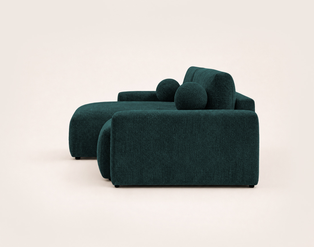Canapé COSNTANCE d'angle réversible 4 places convertible avec coffre en velours relief | Best Mobilier