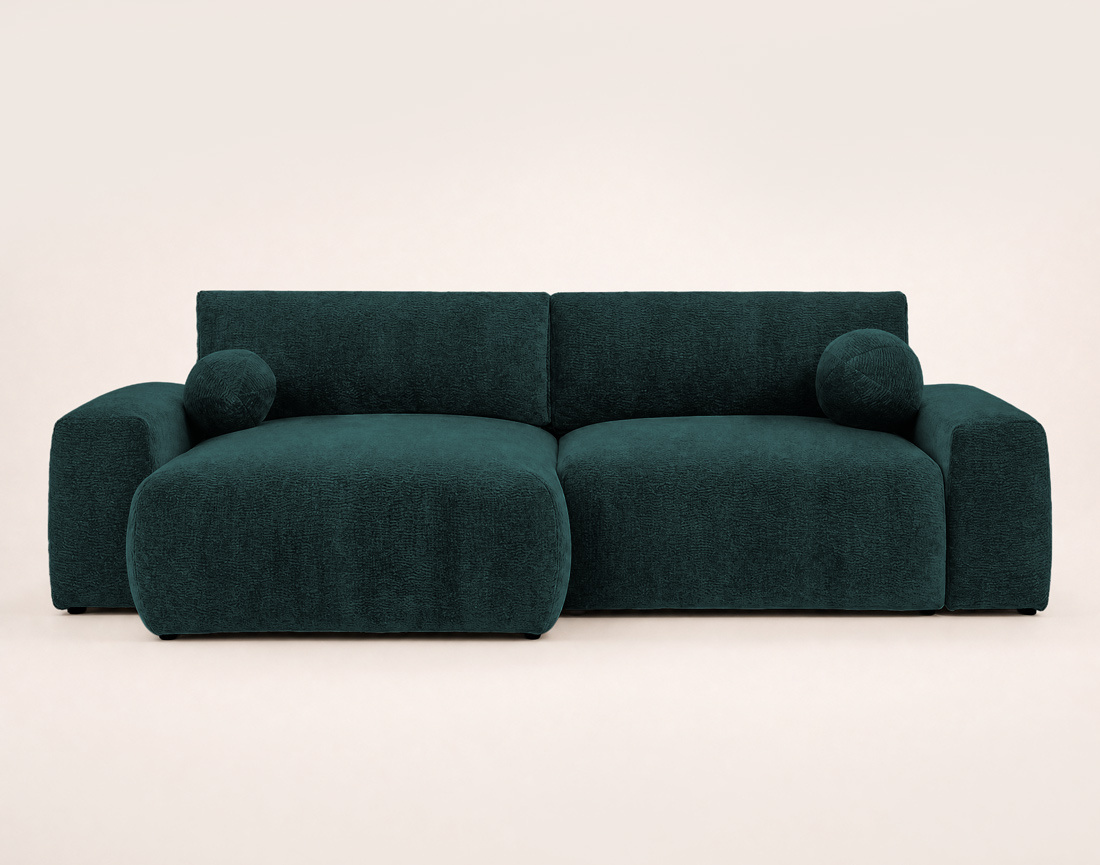 Canapé COSNTANCE d'angle réversible 4 places convertible avec coffre en velours relief | Best Mobilier