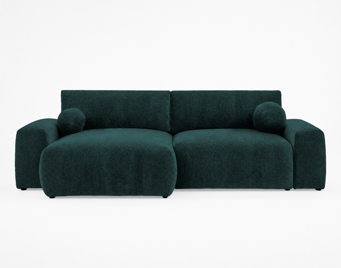 Canapé COSNTANCE d'angle réversible 4 places convertible avec coffre en velours relief | Best Mobilier