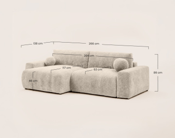 Canapé COSNTANCE d'angle réversible 4 places convertible avec coffre en velours relief | Best Mobilier