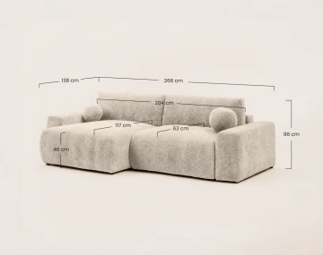 Canapé COSNTANCE d'angle réversible 4 places convertible avec coffre en velours relief | Best Mobilier
