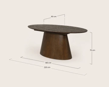 Table à manger CLOVIS extensible plateau en plaqué chêne 6 à 8 personnes | Best Mobilier