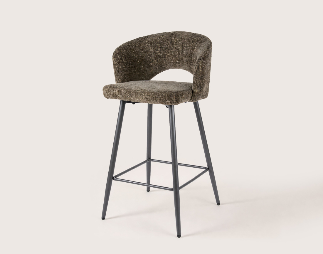 Lot de 2 tabourets PATTAYA de bar en tissu texturé | Best Mobilier