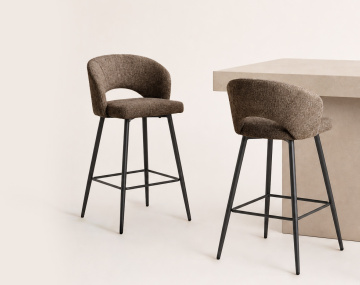 Lot de 2 tabourets PATTAYA de bar en tissu texturé | Best Mobilier