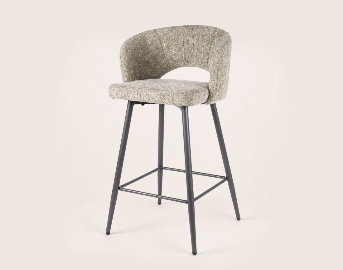 Lot de 2 tabourets PATTAYA de bar en tissu texturé | Best Mobilier