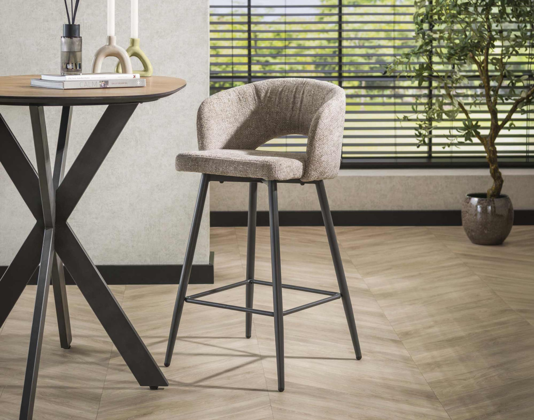 Lot de 2 tabourets PATTAYA de bar en tissu texturé | Best Mobilier