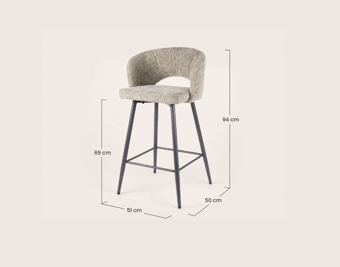 Lot de 2 tabourets PATTAYA de bar en tissu texturé | Best Mobilier
