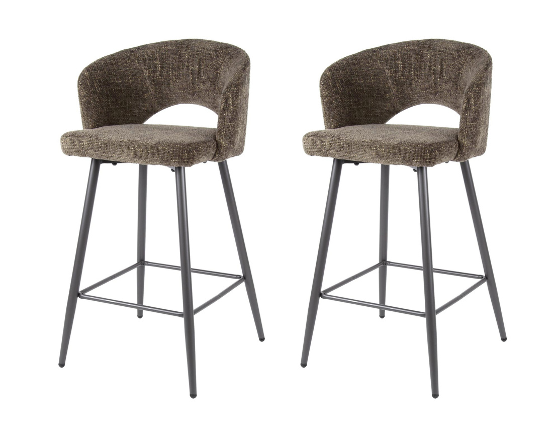 Lot de 2 tabourets PATTAYA de bar en tissu texturé | Best Mobilier