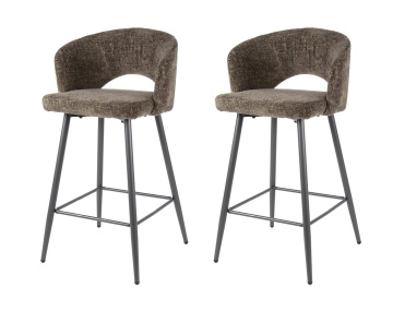 Lot de 2 tabourets PATTAYA de bar en tissu texturé | Best Mobilier